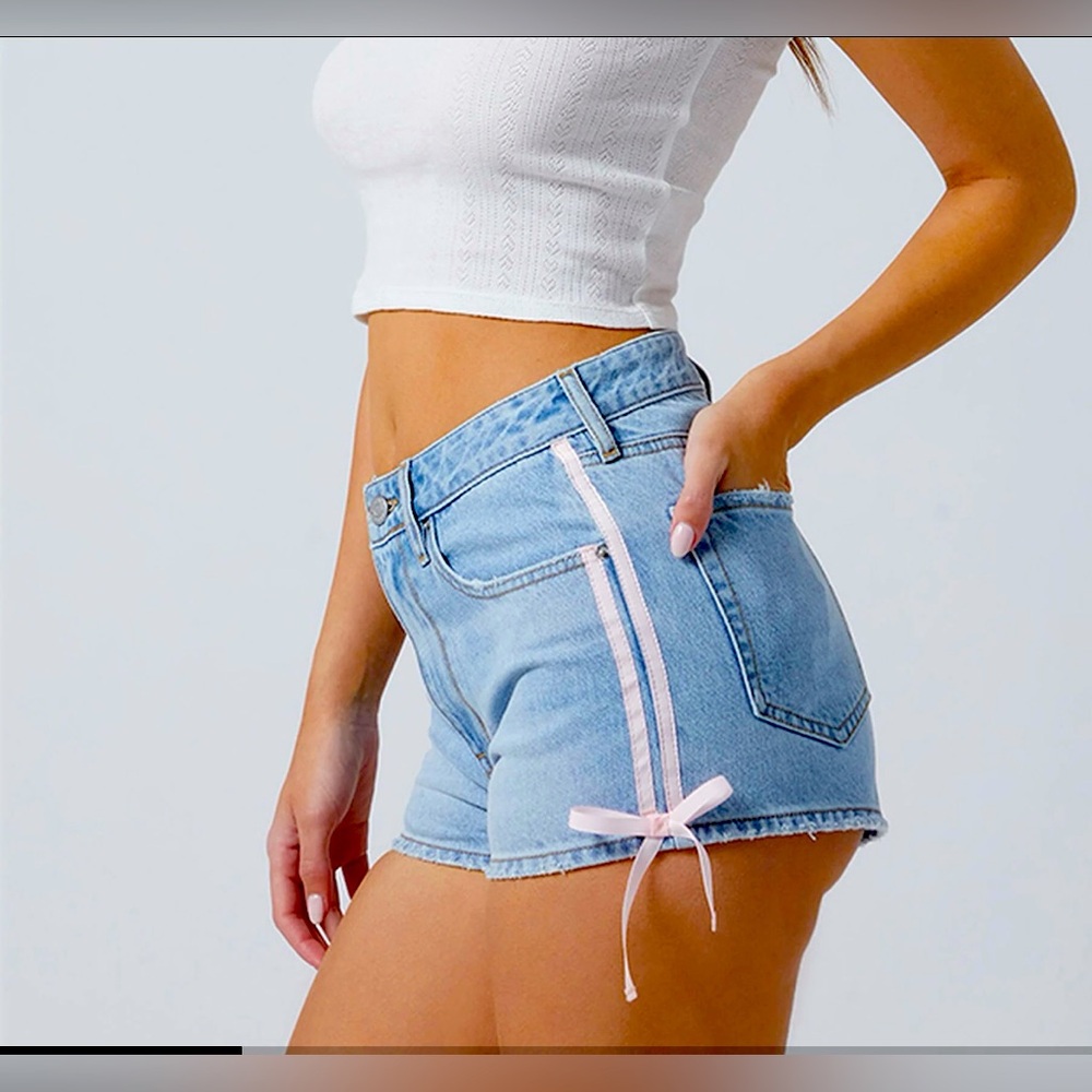 PacSun Light Blue High Waist Denim Shorts